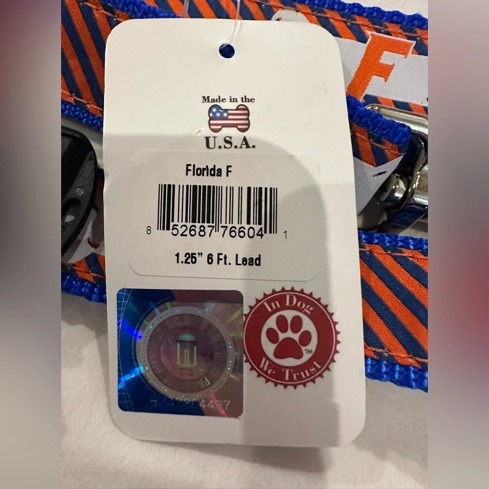 University Of Florida Gators XL Dog Collar & Leash Combo Made in U.S.A 6 Ft. NEW